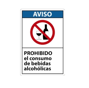 Señal Prohibido el consumo de bebidas alcohólicas