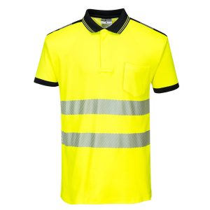 Camiseta tipo polo de alta visibilidad reflectiva amarilla T180 PortWest