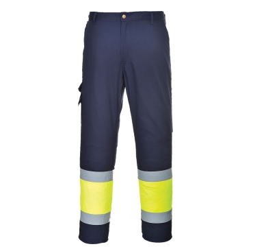 Pantalón de alta visibilidad reflectiva bicolor Azul y amarillo E049 PortWest