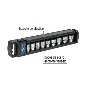 Juego de 9 dados cuadro 3/8" mm Truper