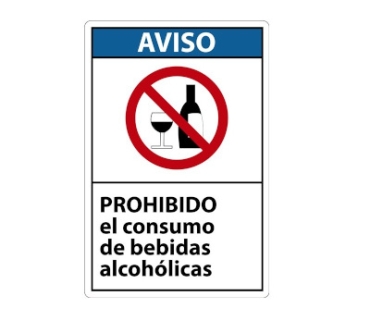 Señal Prohibido el consumo de bebidas alcohólicas