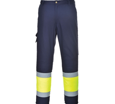 Pantalón de alta visibilidad reflectiva bicolor Azul y amarillo E049 PortWest