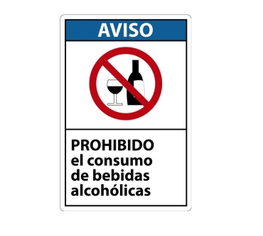 Señal Prohibido el consumo de bebidas alcohólicas