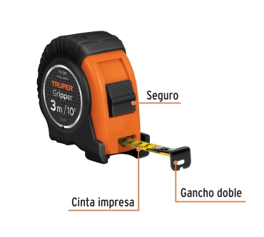 Flexometro encauchado Truper 3 Mts