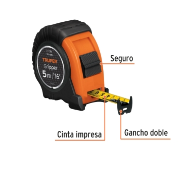 Flexometro encauchado Truper 5 Mts