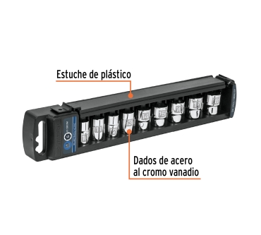 Juego de 9 dados cuadro 3/8" mm Truper