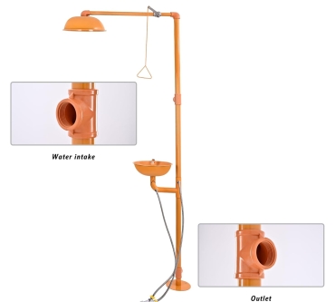 Ducha y lavaojos de Emergencia con sistema de polea y pedal