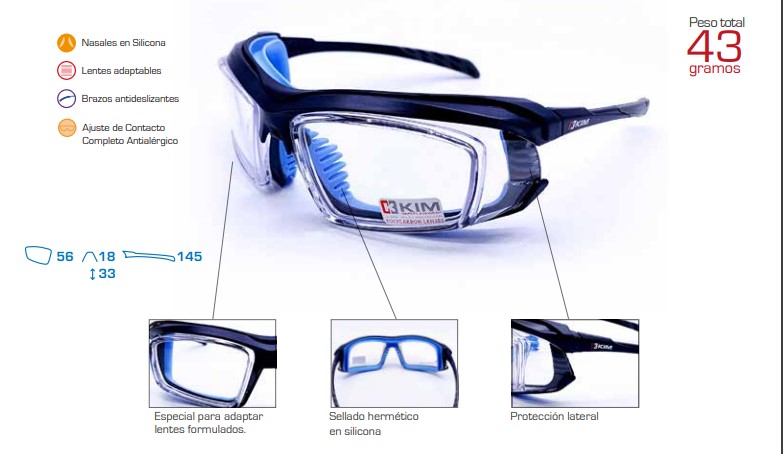 Gafas de Seguridad Lente formulado KIM 68 Bennu RX805