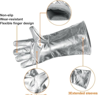 Guantes para altas temperaturas en Aluminio