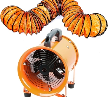 Ventilador Portátil de Alta Velocidad Industrial 8" – Potencia, Durabilidad y Eficiencia El Ventilador Portátil de Alta Velocidad Industrial de 8” es la herramienta ideal para mantener una ventilación eficiente en espacios industriales y comerciales exigentes. Gracias a su motor de alto rendimiento de 210W, este ventilador ofrece una velocidad impresionante de 3150 RPM con una presión nominal de 145 Pa, asegurando un flujo de aire constante, potente y confiable. Potencia industrial con bajo nivel de ruido Con una capacidad de flujo de aire de 1800 m³/h, este ventilador está diseñado para mover grandes volúmenes de aire sin generar molestias. Su nivel de ruido es de solo 60 dB(A), lo que lo convierte en una opción ideal para entornos donde se requiere potencia sin sacrificar el confort acústico.