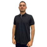 Camiseta Tipo Polo Negra Hombre